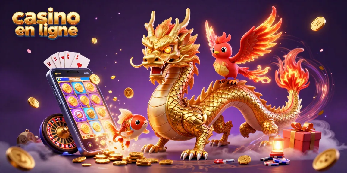 jouez à des jeux captivants dans un casino en ligne avec un dragon en 3D, phoenix et koi