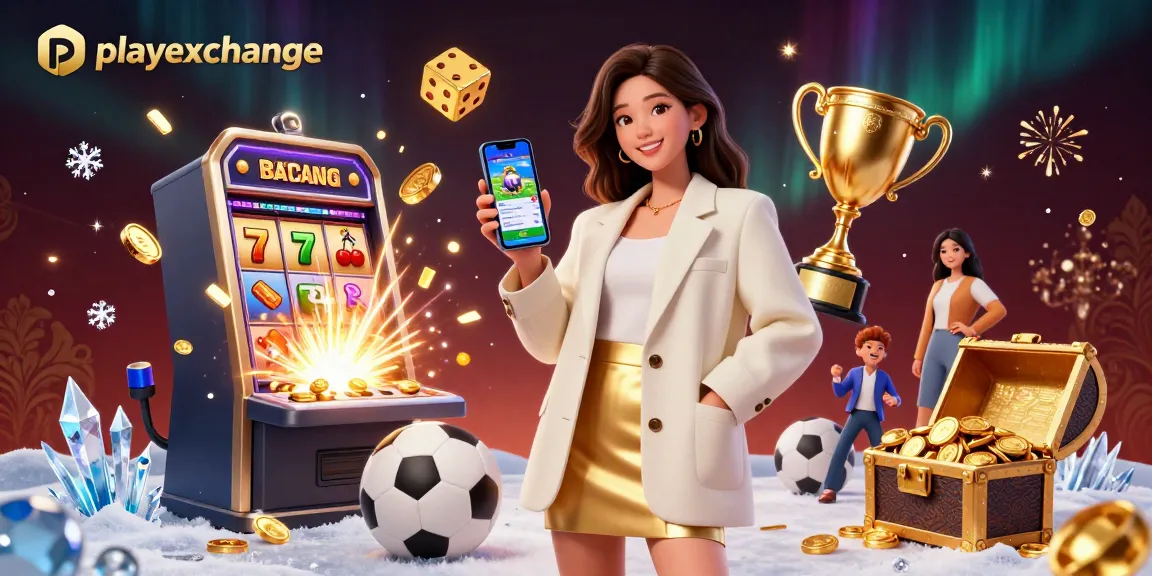 Win big with playexchange in this vibrant 3D casino illustration showcasing sports betting excitement.