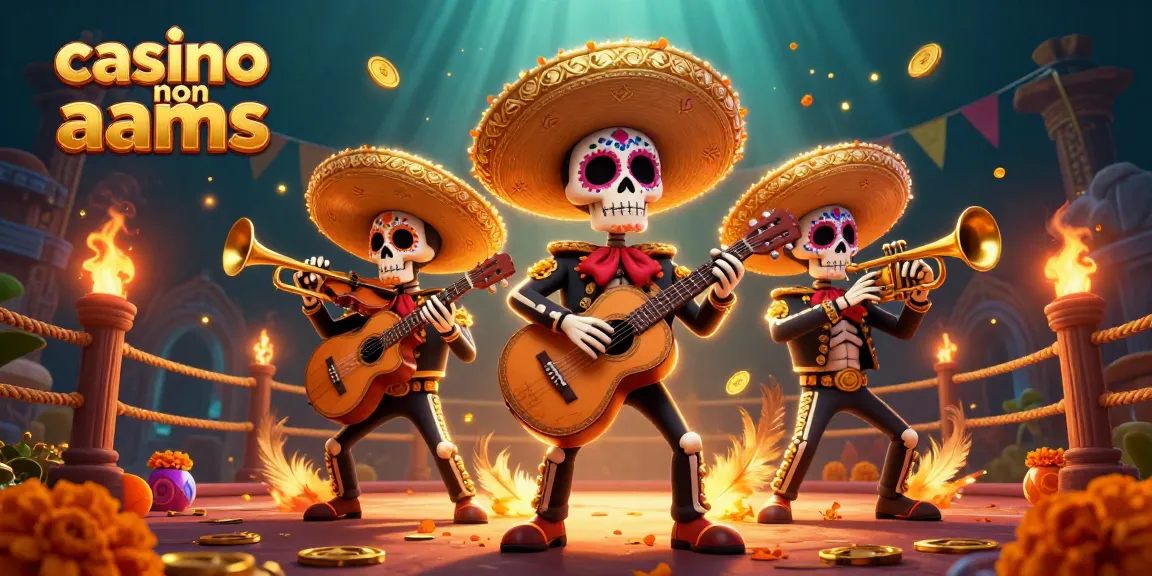 Interagisci con una vivace scena di casinò non AAMS con una band mariachi, monete d'oro e elementi festivi.