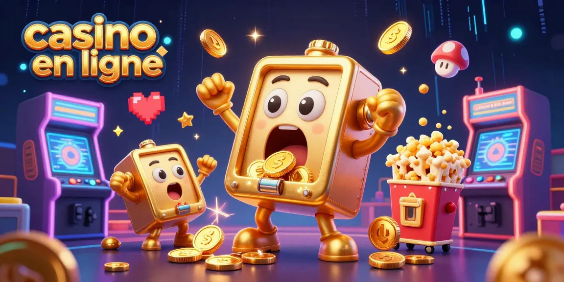 Jouer à casino en ligne avec une machine à sous dorée qui gagne des pièces tout en étant applaudie.