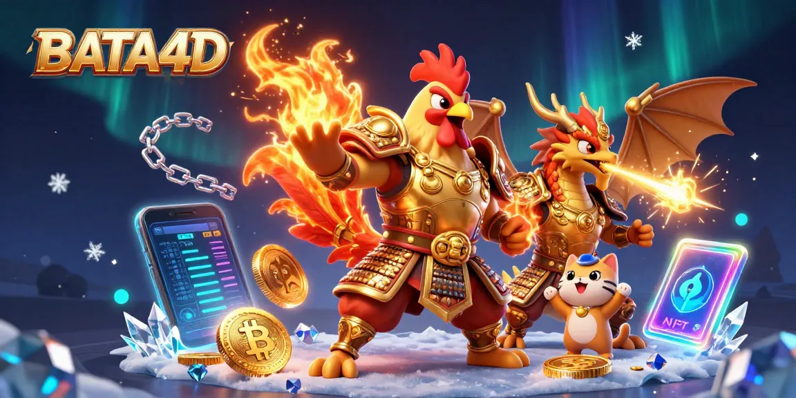 Experience the excitement of BATA4D with dynamic 3D casino characters amidst crypto elements.