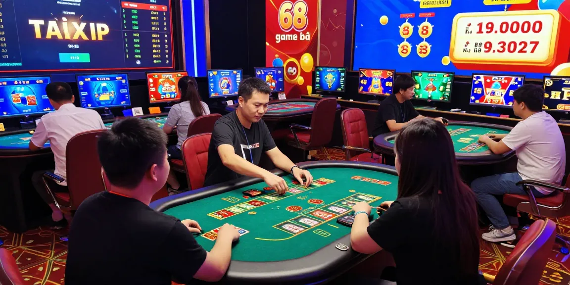 Players enjoying the exciting "68 game bài" online gaming experience with dynamic table games, promotions, and vibrant atmosphere.