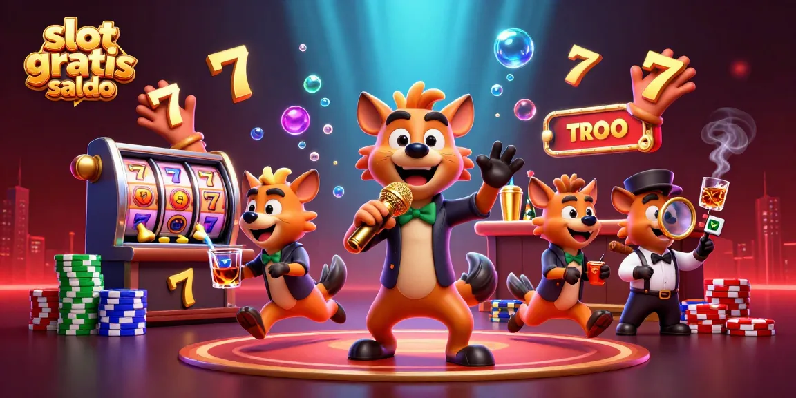Enjoy gaming with slot gratis saldo surrounded by lively hyenas in a vibrant casino scene.