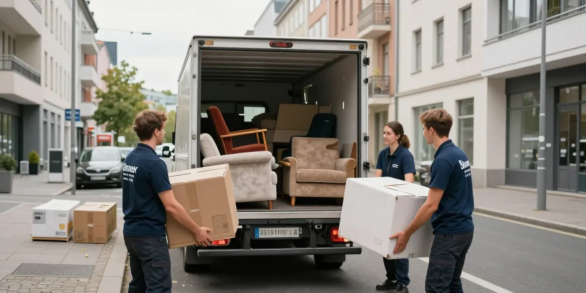 Sperrmüllabholung 80 Euro Berlin service professionals efficiently loading furniture into a truck in Berlin.