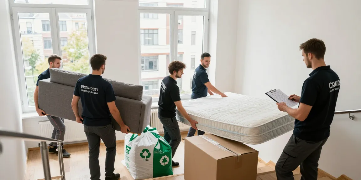 Efficient Wohnungsentrümpelung Berlin service in action with a professional team decluttering a modern apartment.