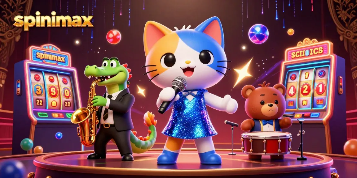 Juega y gana en spinimax con la diva del jazz y divertidos personajes de casino.