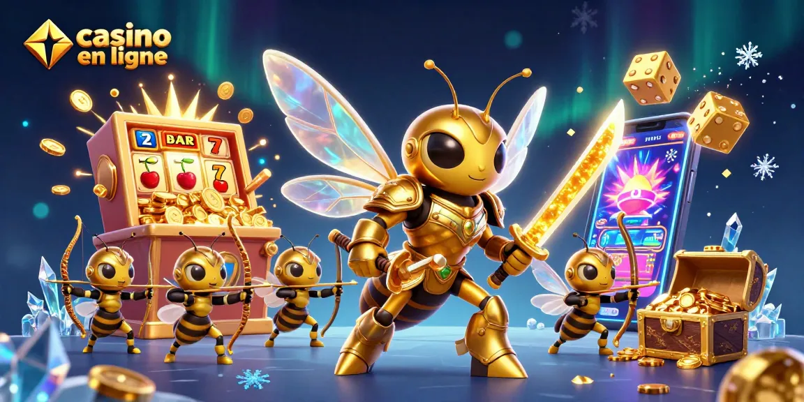 Jouez maintenant sur casino en ligne avec une scène captivante de machines à sous et personnages dynamiques.