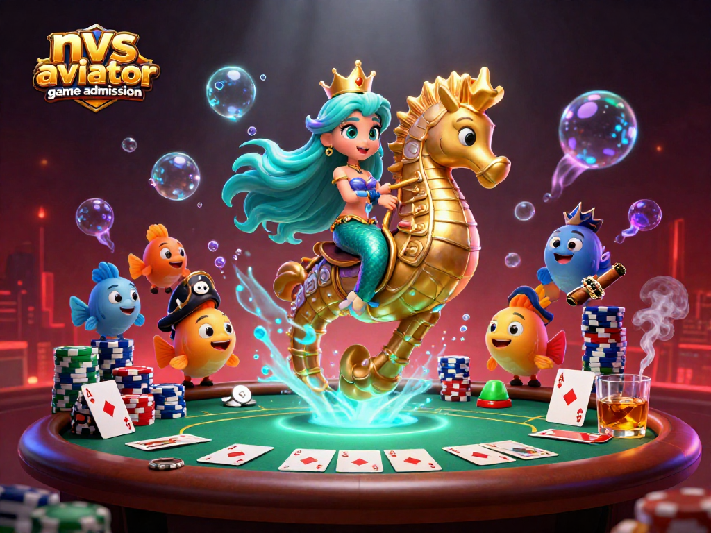 Experience the nvs aviator game admission with a thrilling mermaid-themed poker scene.