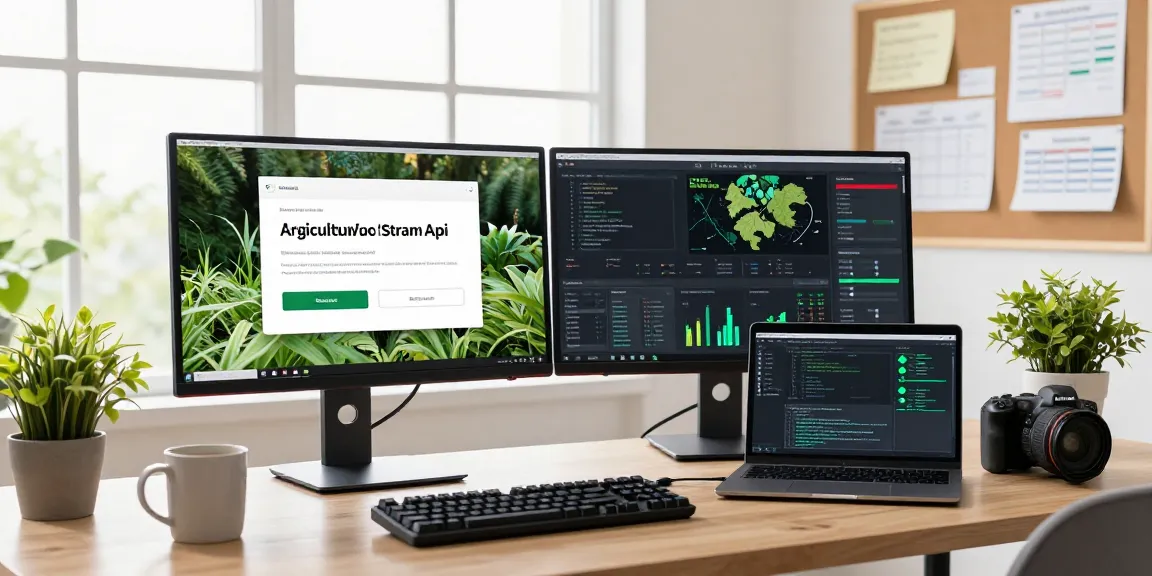 Agriculture WebSocket stream API dashboard displaying live data analytics in a modern tech workspace.