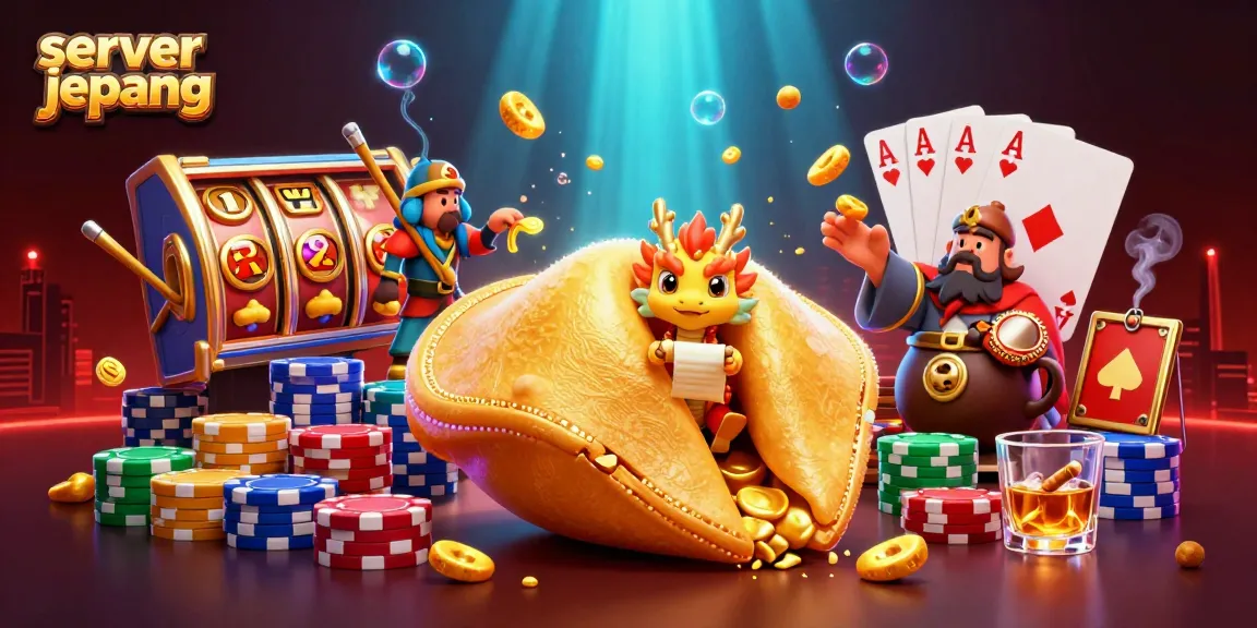 Spin and win with server jepang slots featuring a lucky fortune cookie and golden dragon.