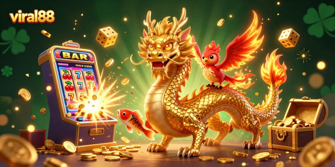 Spin the reels and win big with viral88 on this vibrant casino adventure illustration.