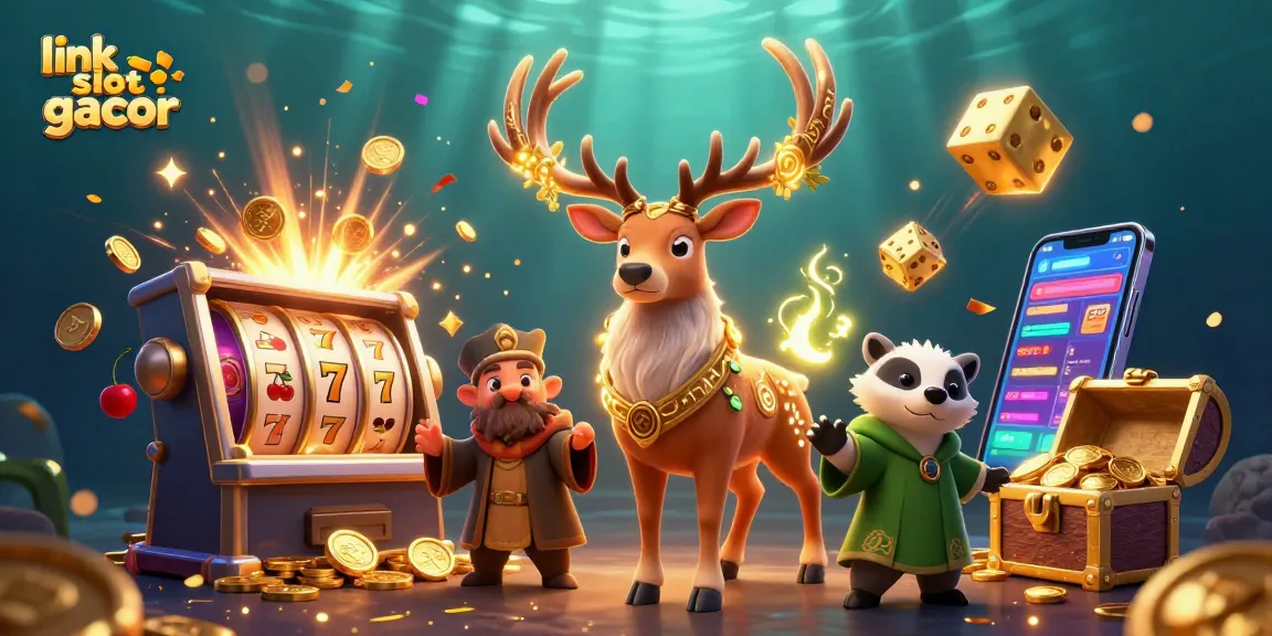 Experience the thrill of link slot gacor with a colorful jackpot explosion of coins and magical elements.