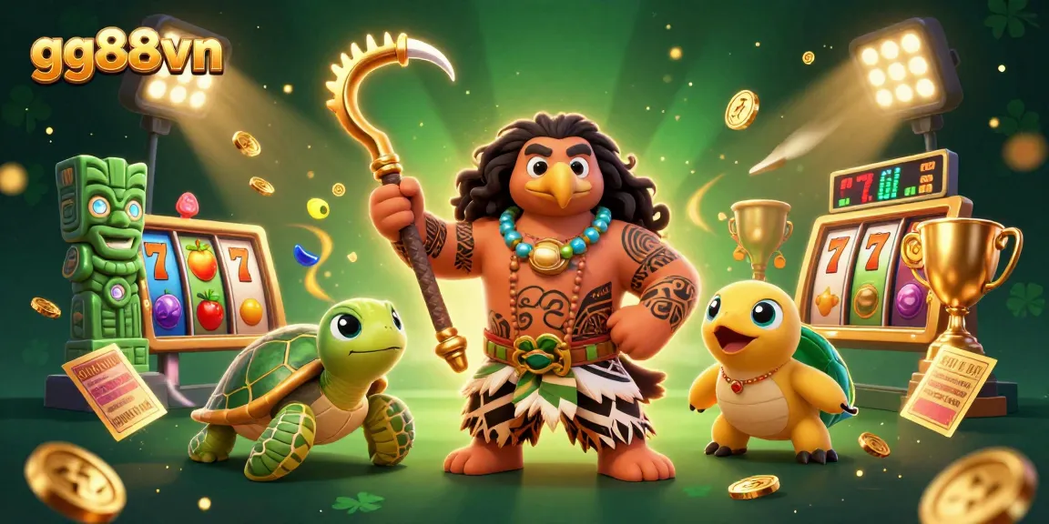 Experience thrilling jackpots at gg88vn with our vibrant mascot in a lively casino scene.