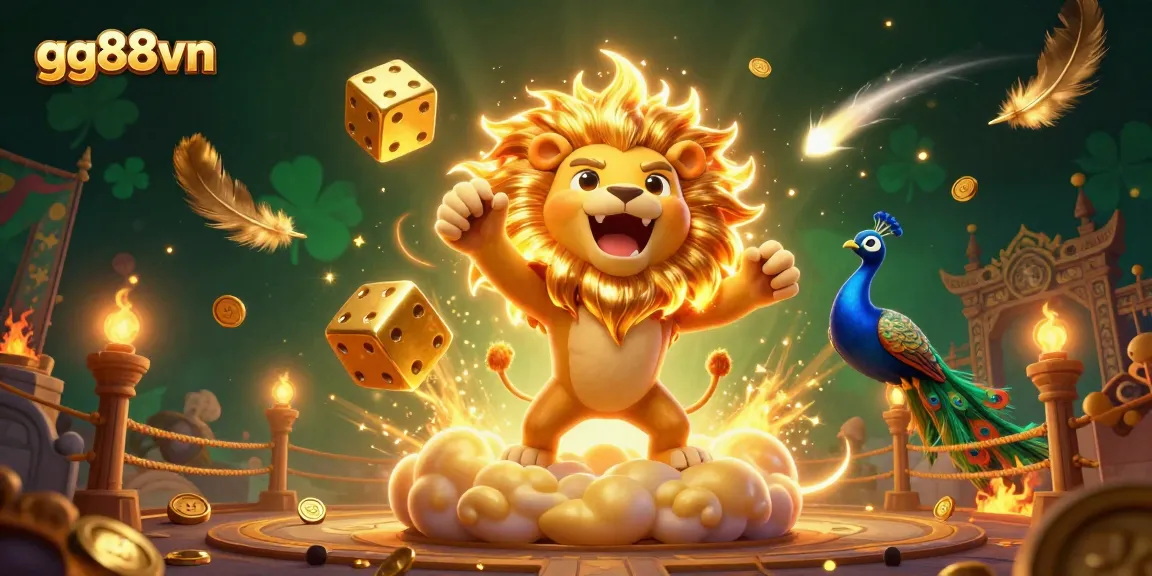 Experience the thrill of gg88vn with a vibrant casino scene bursting with action and golden elements.