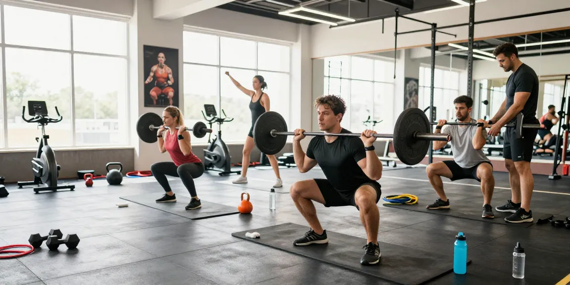 High-intensity workout at Deus Medical Shop, showcasing athletic individuals training with equipment and energy.