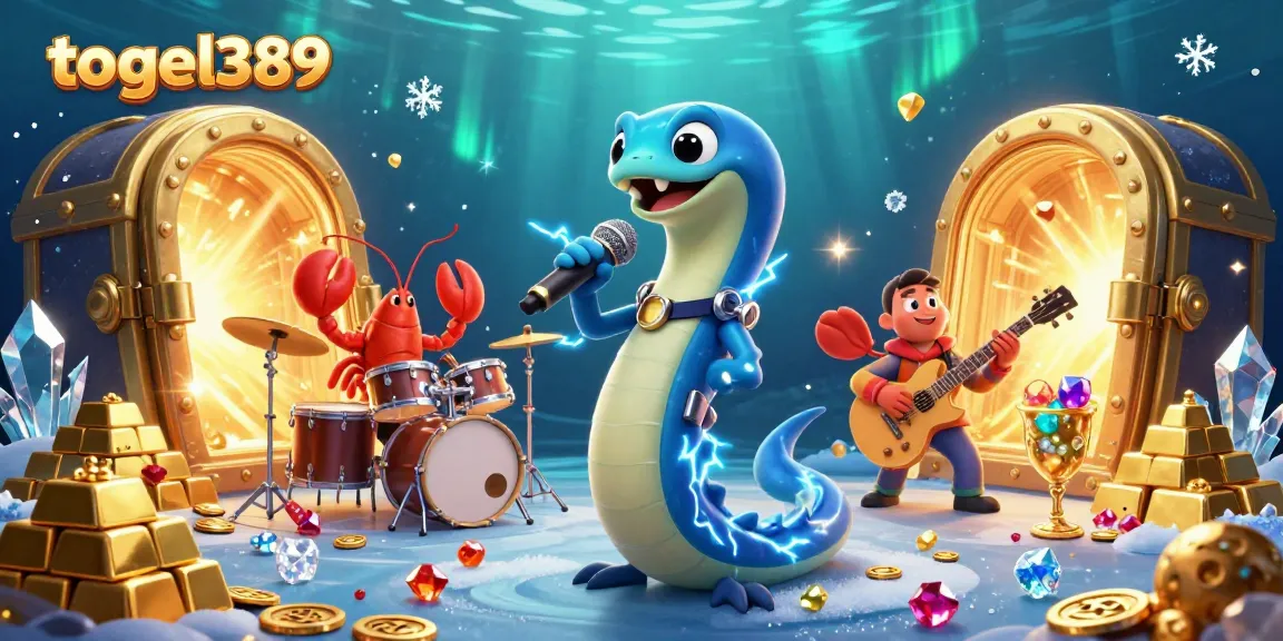 Experience the thrill of togel389 with a vibrant underwater casino scene featuring an electric eel DJ.