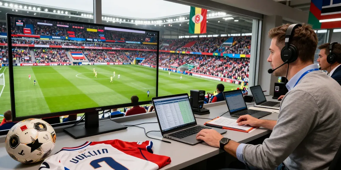 Live football analysis at https://footballstandings.tv/ showing analysts engaged in match discussion.